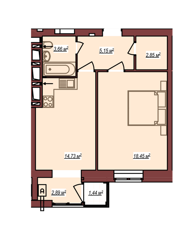 1-комнатная 48.12 м² в ЖК Дом Чехова от 11 500 грн/м², г. Каменец-Подольский