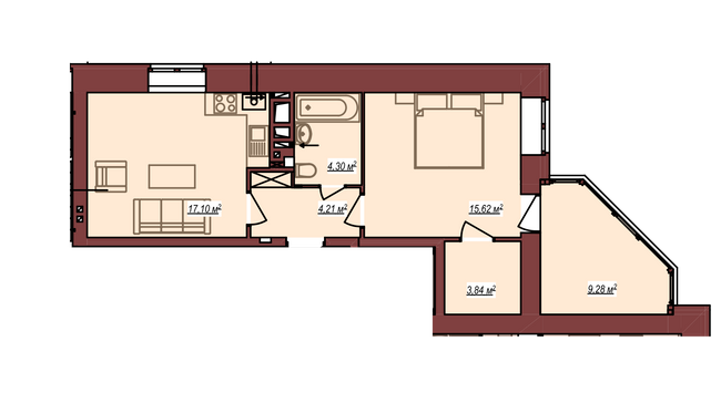 1-комнатная 54.35 м² в ЖК Дом Чехова от 12 500 грн/м², г. Каменец-Подольский