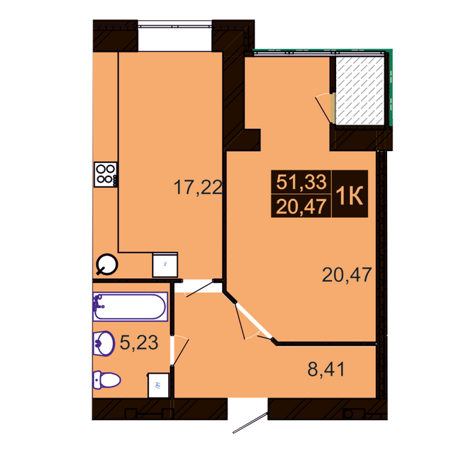 1-комнатная 51.33 м² в ЖК Millennium Hills от 15 000 грн/м², Хмельницкий