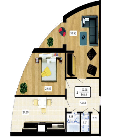 2-комнатная 102.95 м² в ЖК Paradise от 25 200 грн/м², Хмельницкий