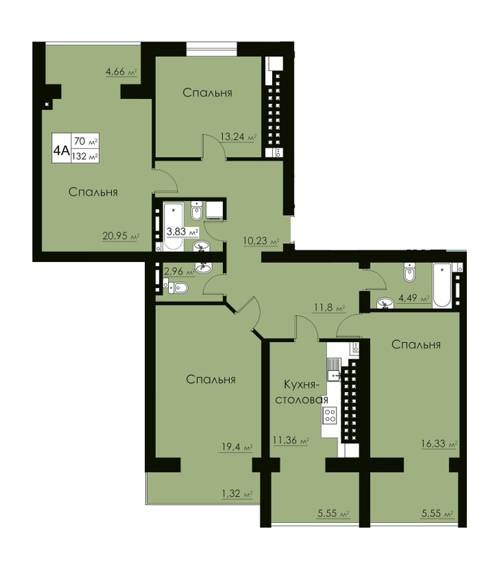 4-кімнатна 132 м² в ЖК Марко Поло від 31 500 грн/м², с. Крижанівка