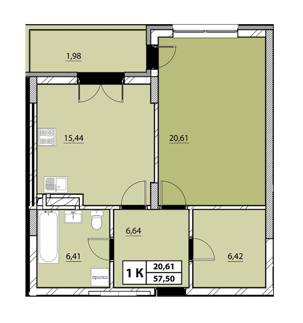 1-кімнатна 57.5 м² в ЖК Гіацинт-Люкс від 42 000 грн/м², Львів