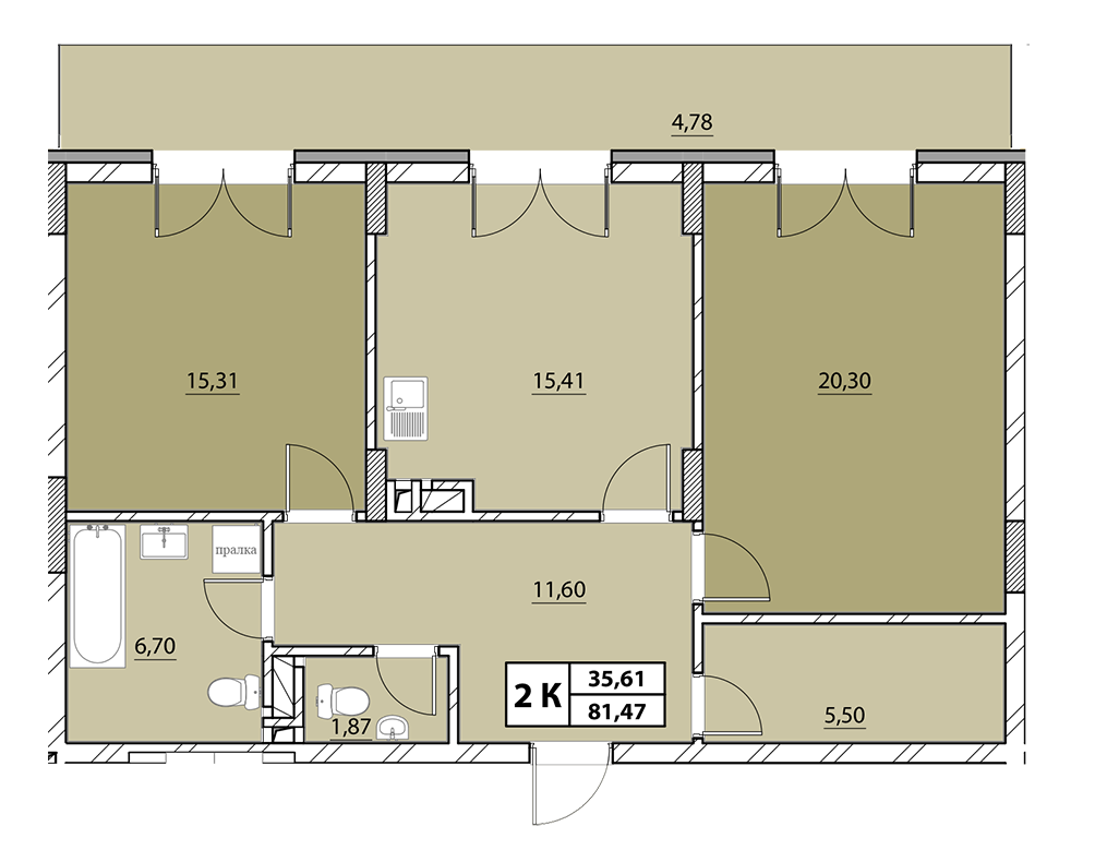 2-комнатная 81.47 м² в ЖК Гиацинт-Люкс от 48 000 грн/м², Львов