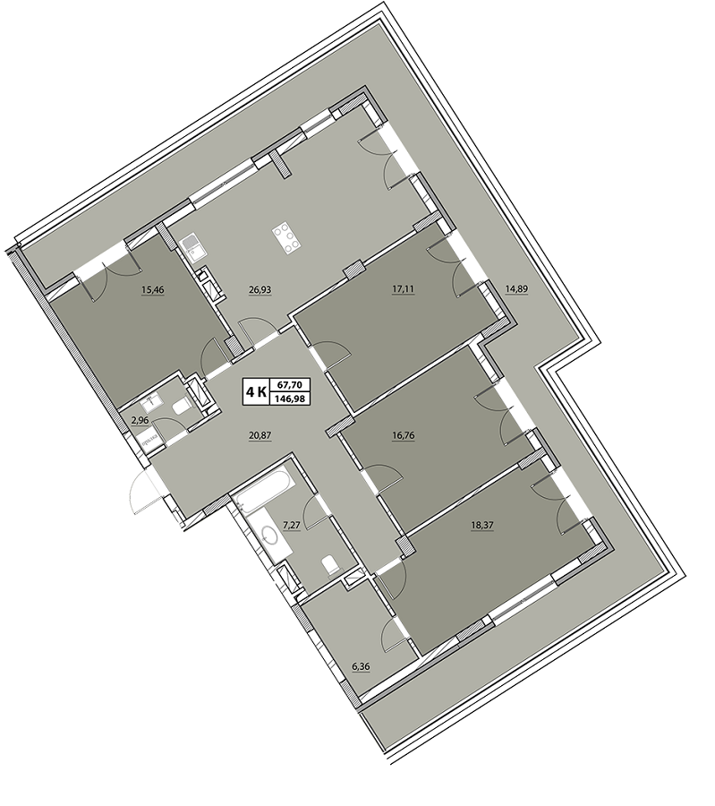 4-кімнатна 146.98 м² в ЖК Гіацинт-Люкс від забудовника, Львів