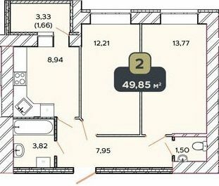 2-комнатная 49.85 м² в ЖК Spring Town от 13 000 грн/м², Хмельницкий