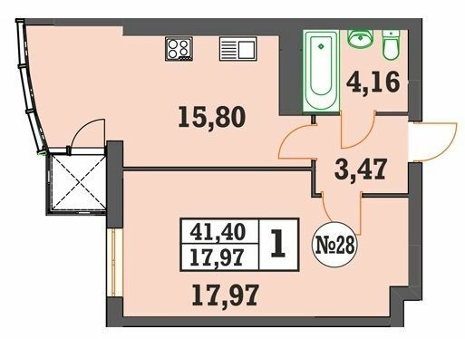 1-кімнатна 41.4 м² в ЖК Над Бугом від 13 200 грн/м², Хмельницький