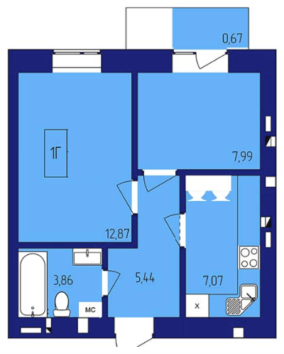 1-комнатная 40.24 м² в ЖК Варшавський от застройщика, г. Нетешин