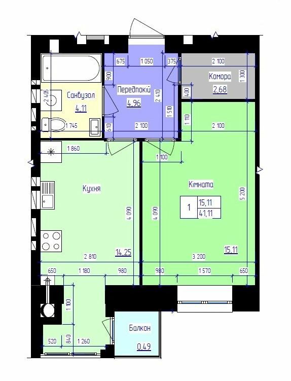 1-комнатная 41.11 м² в ЖК Парковый Лайф от 12 800 грн/м², г. Волочиск