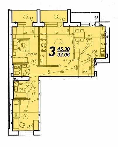 3-комнатная 92.06 м² в ЖК Нова Будова от 14 650 грн/м², г. Каменец-Подольский