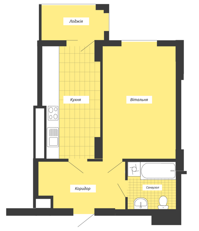 1-кімнатна 42.81 м² в ЖК Crystal River від 13 300 грн/м², Івано-Франківськ