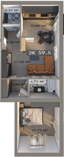 2-кімнатна 59.5 м² в ЖК Клубне містечко 12 від 17 000 грн/м², Івано-Франківськ