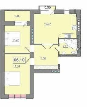 2-кімнатна 66.1 м² в ЖК Квартал Патріот від 11 400 грн/м², Івано-Франківськ