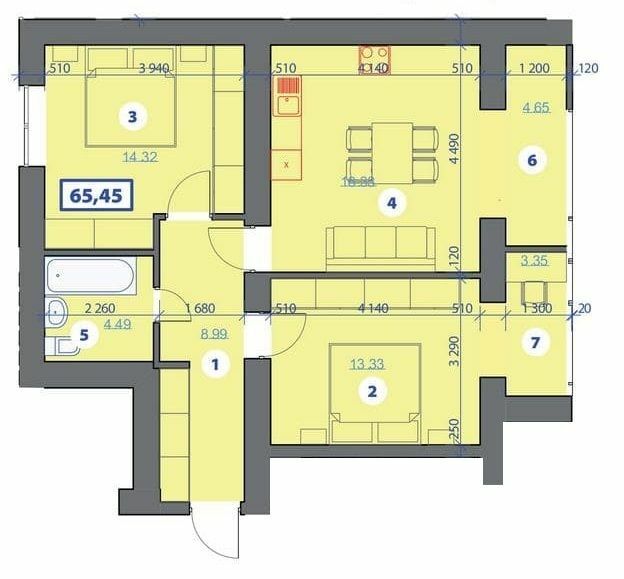 2-комнатная 65.45 м² в ЖК Квартал Галицкий от 13 200 грн/м², Ивано-Франковск