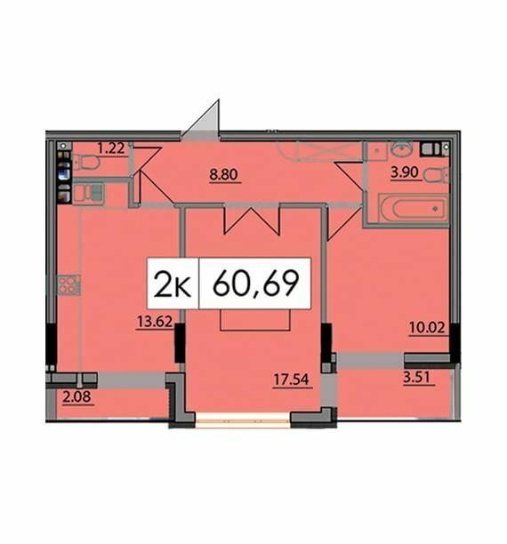 2-комнатная 60.69 м² в ЖК Липская Башня от 13 500 грн/м², Ивано-Франковск