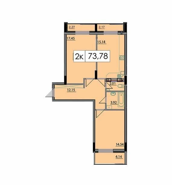 2-комнатная 73.78 м² в ЖК Липская Башня от 14 000 грн/м², Ивано-Франковск