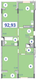 3-кімнатна 92.93 м² в ЖК Квартал Галичанка від 20 150 грн/м², Івано-Франківськ
