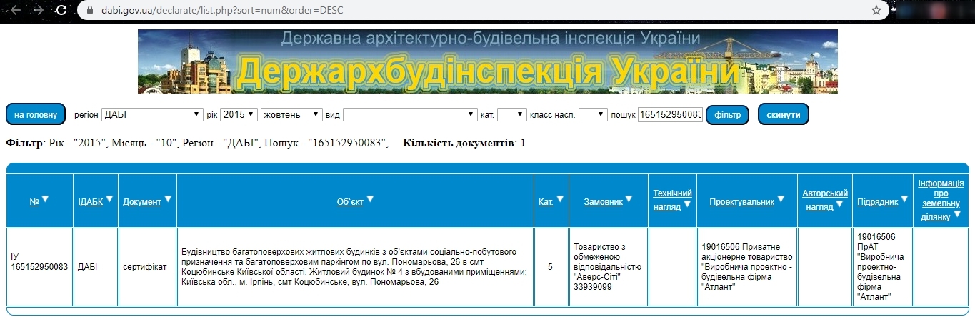 Сертифікат про готовність Дом 4, ЖК Атлант 2