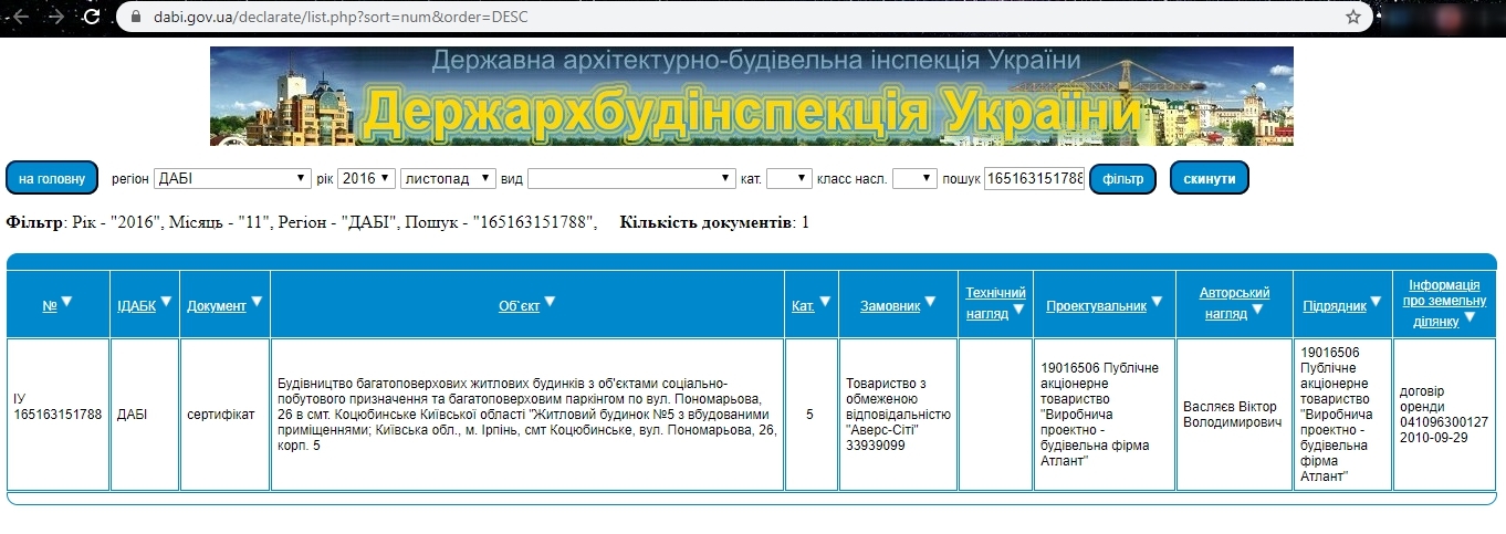 Сертифікат про готовність Дом 5, ЖК Атлант 2
