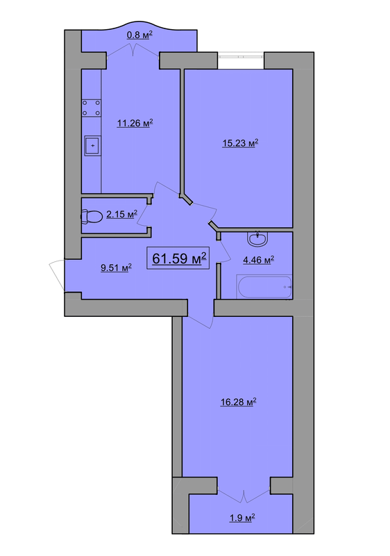 2-комнатная 61.59 м² в ЖК им. Яна от 18 900 грн/м², Ивано-Франковск