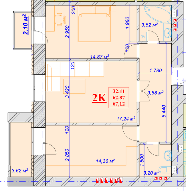 2-комнатная 67.12 м² в ЖК на ул. Независимости, 146А от 13 200 грн/м², Ивано-Франковск
