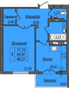 1-комнатная 46.21 м² в ЖК Хмельницкий от 12 000 грн/м², Ивано-Франковск