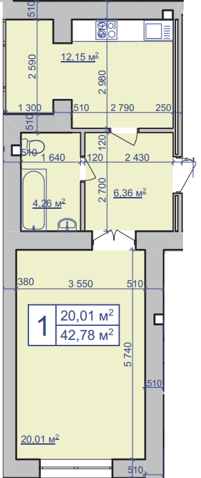 1-комнатная 42.78 м² в ЖК Парковий маєток от 9 800 грн/м², Ивано-Франковск