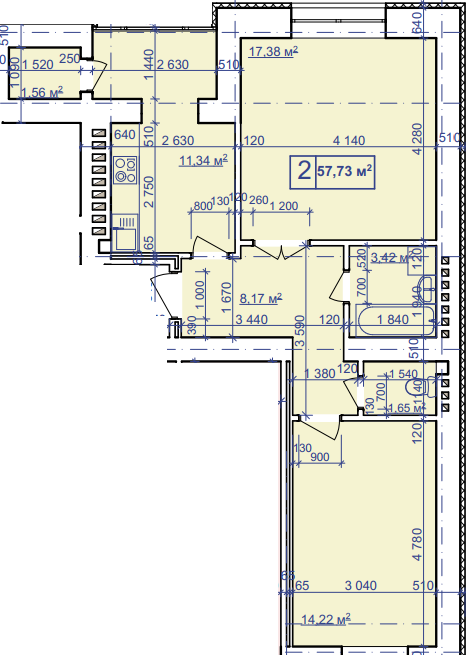 2-кімнатна 57.73 м² в ЖК Парковий маєток від 9 600 грн/м², Івано-Франківськ