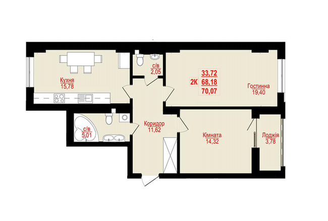 2-комнатная 70.07 м² в ЖК Цитадель-1 от 11 900 грн/м², Ивано-Франковск