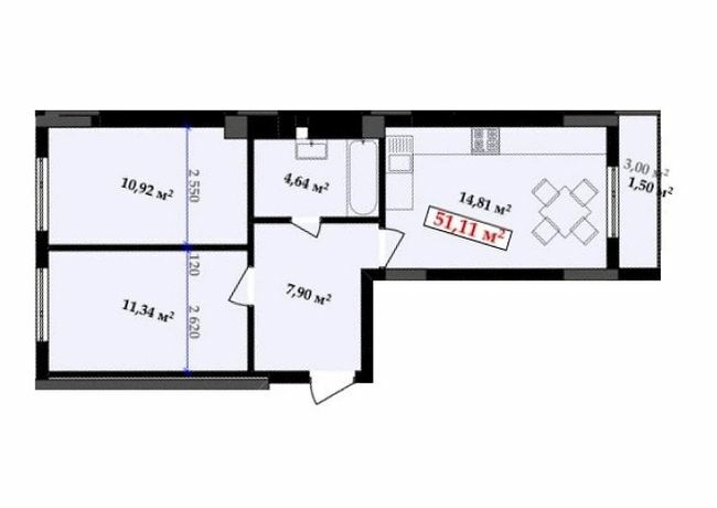 2-кімнатна 51.11 м² в ЖК Імперія від 15 000 грн/м², Івано-Франківськ