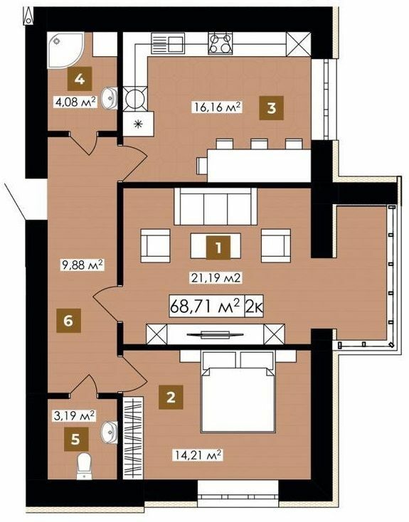 2-комнатная 68.71 м² в ЖК Элитный от 14 700 грн/м², Ивано-Франковск