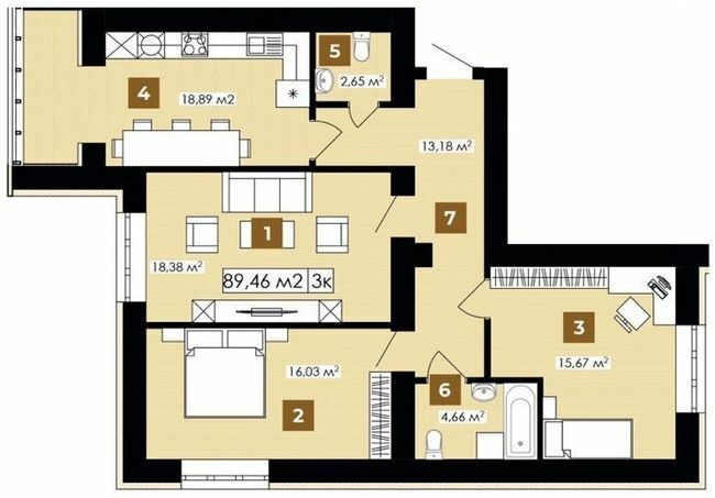 3-комнатная 89.46 м² в ЖК Элитный от 14 700 грн/м², Ивано-Франковск