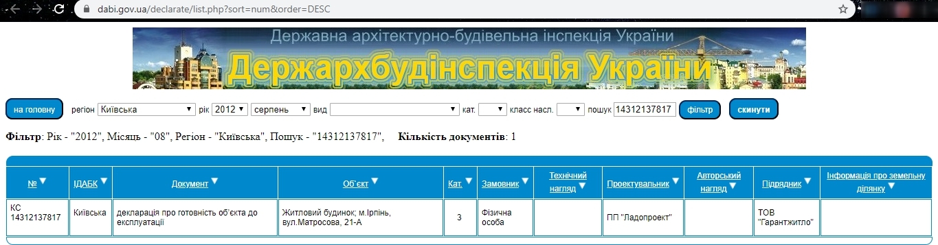 Сертификат о готовности 21а, ЖК Матросова