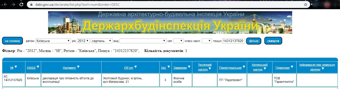 Сертификат о готовности 21, ЖК Матросова