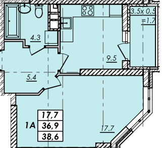 1-кімнатна 38.6 м² в ЖК RealPark від 16 350 грн/м², Одеса