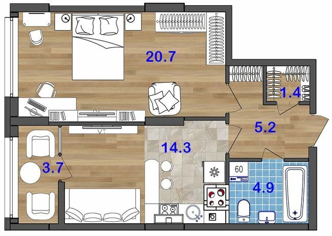 1-комнатная 50.2 м² в ЖК SunCity от 21 500 грн/м², Одесса