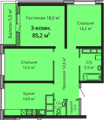 3-кімнатна 85.2 м² в ЖК Скай Сіті від 24 650 грн/м², Одеса