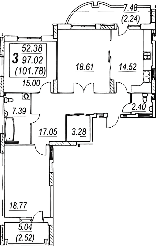 3-комнатная 101.78 м² в ЖК Новые Черемушки от 14 500 грн/м², Одесса
