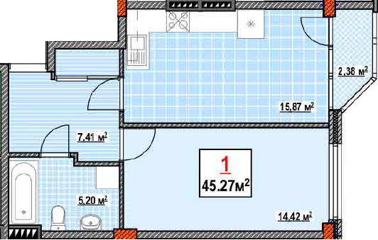1-комнатная 45.27 м² в КД Консул от 37 500 грн/м², Одесса
