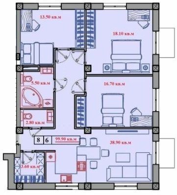 3-кімнатна 99.9 м² в ЖК Малий Марсель 2 від 16 950 грн/м², с-ще Ліски