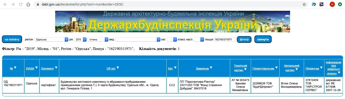 Сертифікат про готовність Дом (секция 3), ЖК Затишний