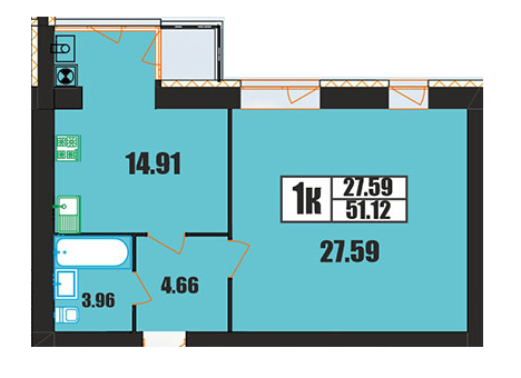 1-комнатная 51.12 м² в ЖК на ул. Панаса Мирного, 20/2 от 17 200 грн/м², Хмельницкий