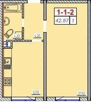 1-кімнатна 42.87 м² в ЖК Сорок дев'ята перлина від забудовника, Одеса