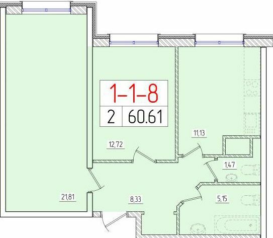 2-комнатная 60.61 м² в ЖК Пятьдесят шестая жемчужина от 17 900 грн/м², Одесса
