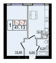 1-кімнатна 41.13 м² в ЖК П'ятдесят четверта перлина від 18 050 грн/м², с. Крижанівка