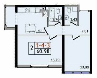 2-кімнатна 60.89 м² в ЖК П'ятдесят четверта перлина від 17 900 грн/м², с. Крижанівка
