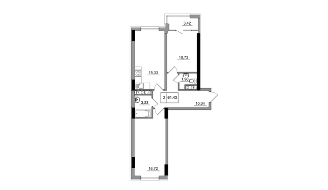 2-кімнатна 61.43 м² в ЖМ ARTVILLE від 17 600 грн/м², смт Авангард