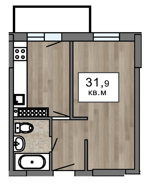 1-кімнатна 31.9 м² в ЖК Клубний 7 від 25 550 грн/м², Одеса