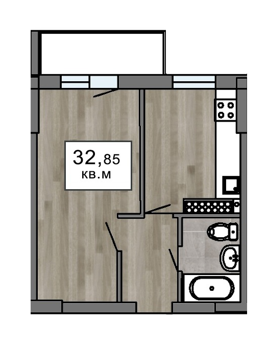 1-кімнатна 32.85 м² в ЖК Клубний 7 від 25 550 грн/м², Одеса