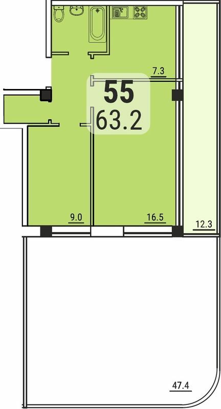 2-кімнатна 63.2 м² в ЖК Море від 22 850 грн/м², Одеса