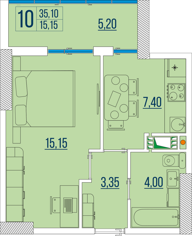 1-кімнатна 35.1 м² в ЖК Бульвар Акацій від 23 700 грн/м², Одеса